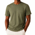 T-shirt uomo taglia M verde oliva in tessuto a maglia con taschino stile casual