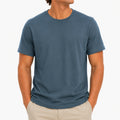 T-shirt uomo M blu petrolio in tessuto sintetico - girocollo casual a manica corta