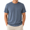 T-shirt uomo M blu ardesia a maniche corte girocollo stile essenziale