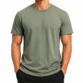 T-shirt uomo M in tessuto leggero verde oliva - girocollo a maniche corte