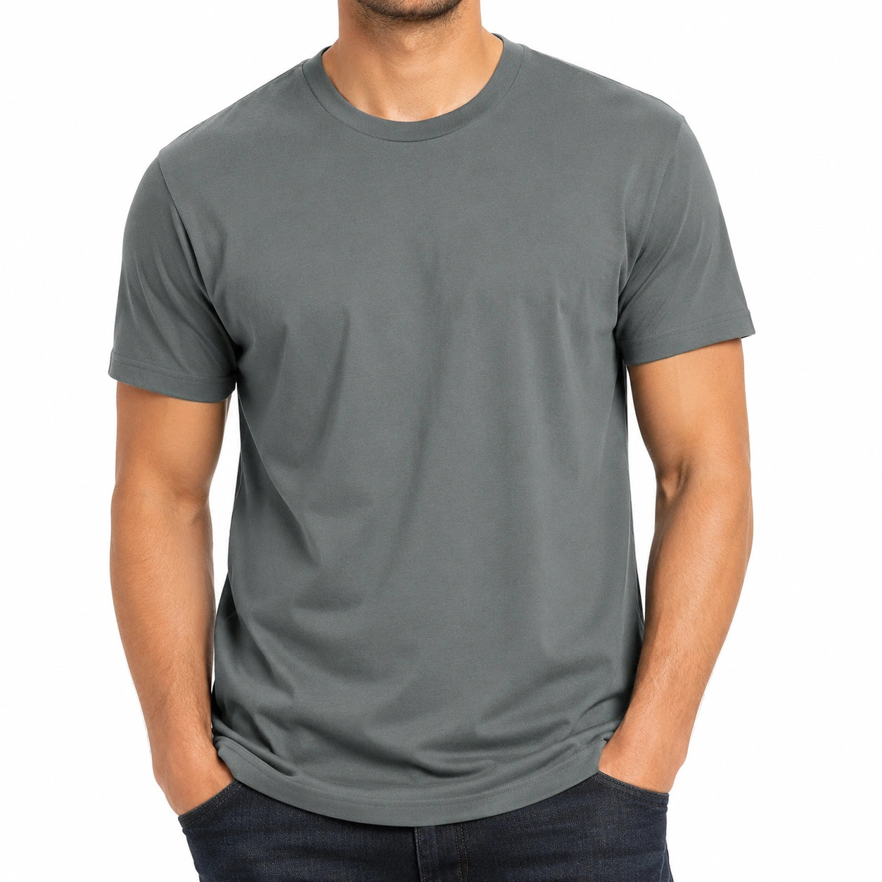 T-shirt uomo taglia L grigio antracite a maniche corte girocollo stile casual