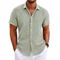 Camicia uomo M in tessuto leggero verde salvia a manica corta casual