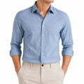 Camicia da uomo taglia M in tessuto azzurro a maniche lunghe stile classico