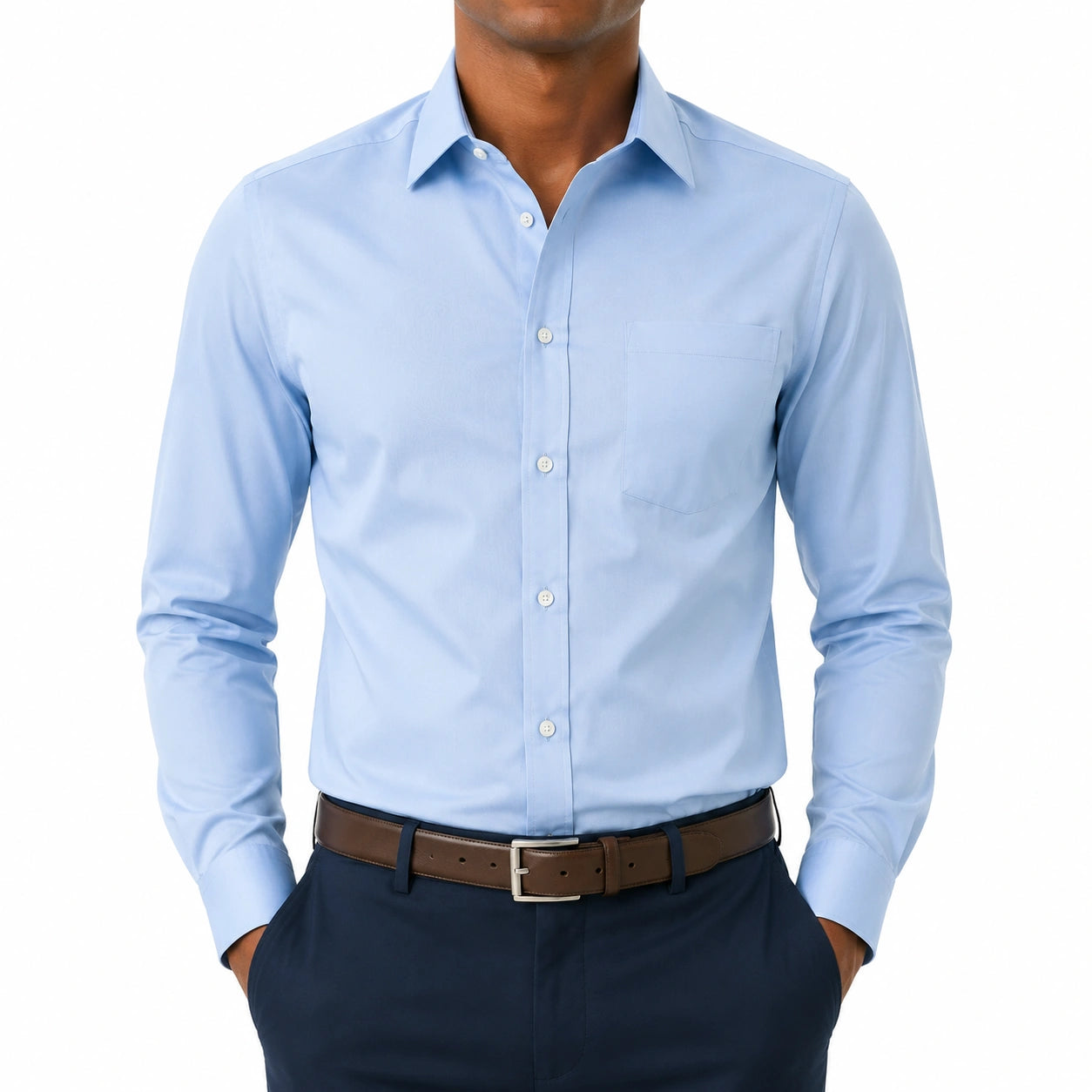 Camicia da uomo M in tessuto azzurro a maniche lunghe stile formale
