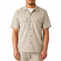Camicia uomo M in misto cotone beige a maniche corte con tasche stile utility