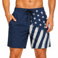Costume da bagno uomo taglia M in tessuto sintetico blu navy e bianco con tasche e coulisse