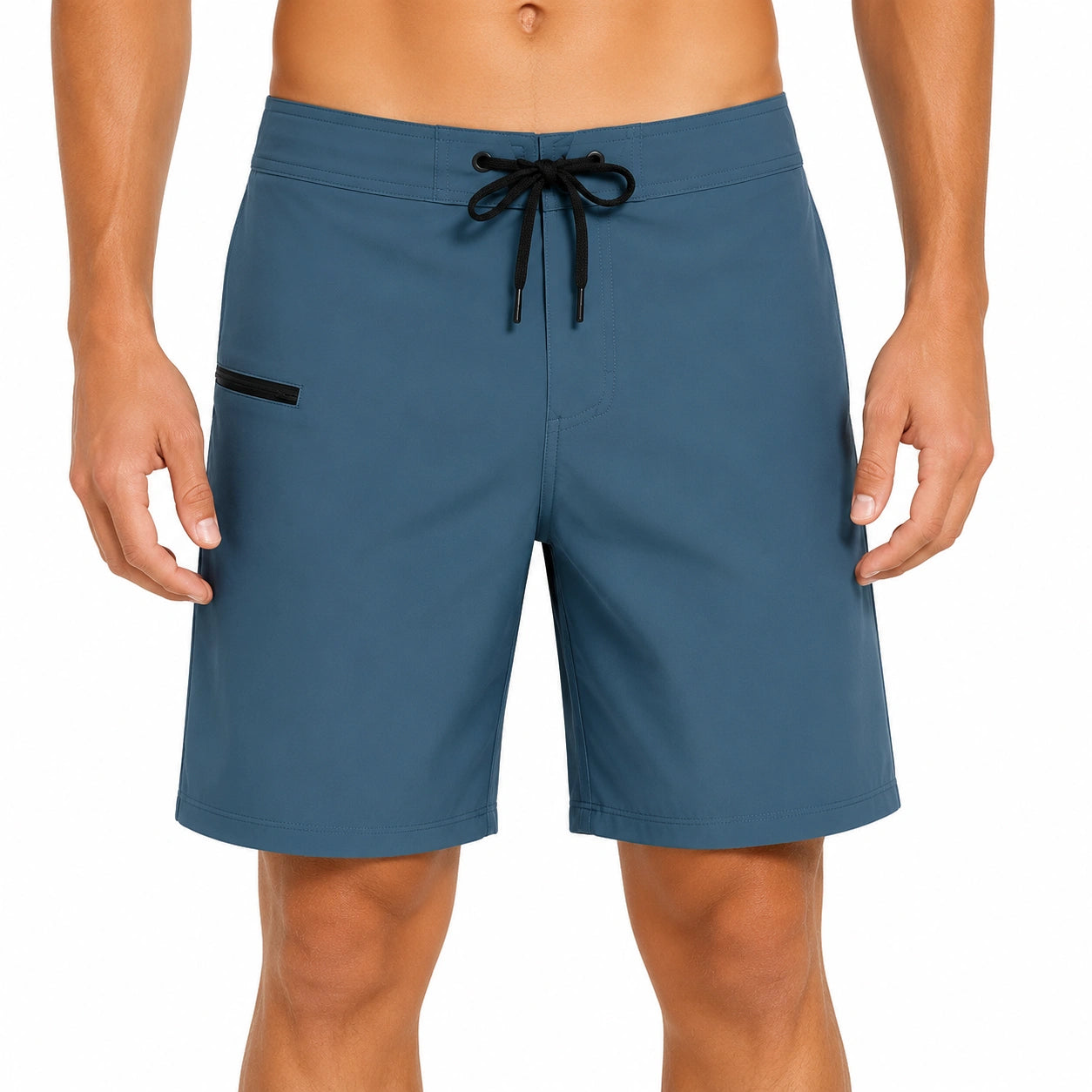 Costume da bagno uomo XL in tessuto sintetico blu petrolio con coulisse e tasca con zip
