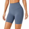 Pantaloncini ciclista donna M blu ardesia in tessuto elasticizzato a vita alta per allenamento